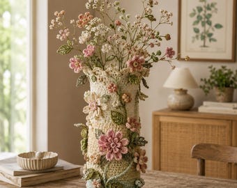 Blooming Garden Crochet Vase Cover Pattern (PDF)