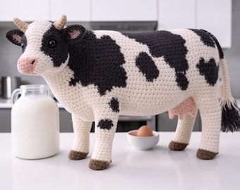 Realistic Cow Crochet Pattern PDF • Holstein Cow Amigurumi Pattern • Farm Animal Crochet Toy • Large Cow Plush Pattern