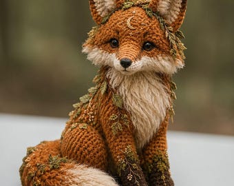 Padrão de crochê realista de raposa de musgo (PDF), tutorial de amigurumi da floresta