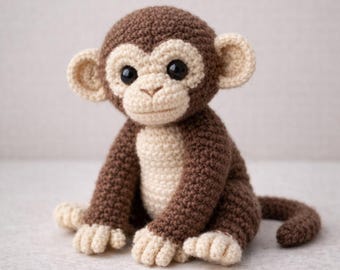 Realistic Monkey Crochet Pattern PDF • Amigurumi Monkey Pattern • Jungle Animal Crochet Toy • Monkey Plush Pattern • Detailed Animal