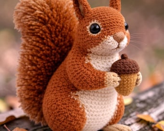 Realistic Squirrel Crochet Pattern PDF • Amigurumi Woodland Animal Toy (Digital Download)