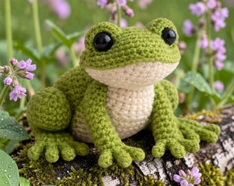 Realistic Frog Crochet Pattern PDF • Amigurumi Frog Pattern • Large Frog Plush Toy • Animal Crochet Pattern • Detailed Frog Amigurumi