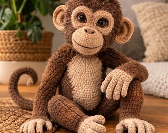 Realistic Monkey Crochet Pattern PDF • Amigurumi Jungle Animal Toy (Digital Download)