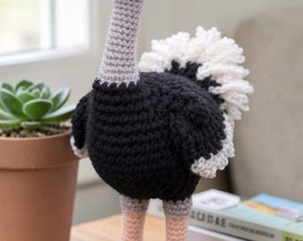Realistic Ostrich Crochet Pattern PDF • Large Standing Amigurumi Toy (Digital Download)