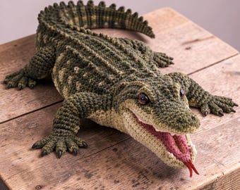 Realistic Crocodile Crochet Pattern PDF • Alligator Amigurumi Pattern • Reptile Crochet Toy • Large Crocodile Plush Pattern