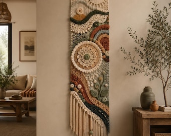 Abstract Landscape Crochet Wall Hanging Pattern (PDF), Modern Boho Fiber Art, Large Tapestry Decor