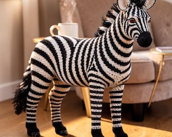 Realistic Standing Zebra Crochet Pattern PDF, Large 22 Inch Zebra Amigurumi, Lifelike Safari Animal Tutorial, Advanced Crochet Pattern