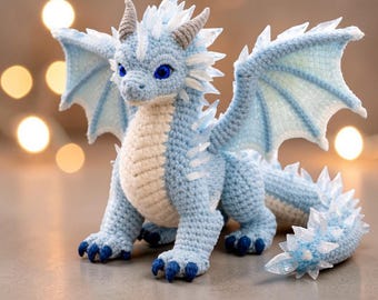 Ice Dragon Crochet Pattern PDF • Realistic Amigurumi Fantasy Toy (Digital Download)