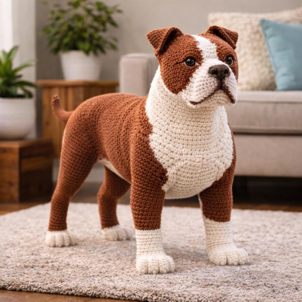 30 Pitbull Crochet Patterns for Amigurumi, Blankets, Pillows, and More 15 Standing Muscular Pitbull Display Pattern