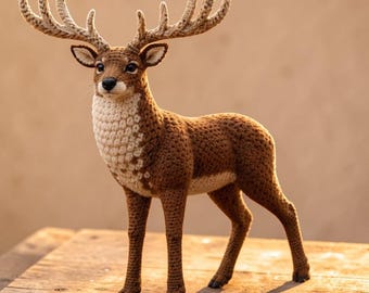 Realistic Standing Stag Amigurumi Pattern PDF, Large 24 Inch Deer Crochet Tutorial,Advanced Animal Crochet Pattern