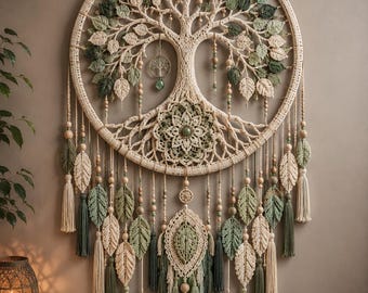 Tree of Life Crochet Wall Hanging Pattern, Large Boho Botanical Decor (PDF Download)