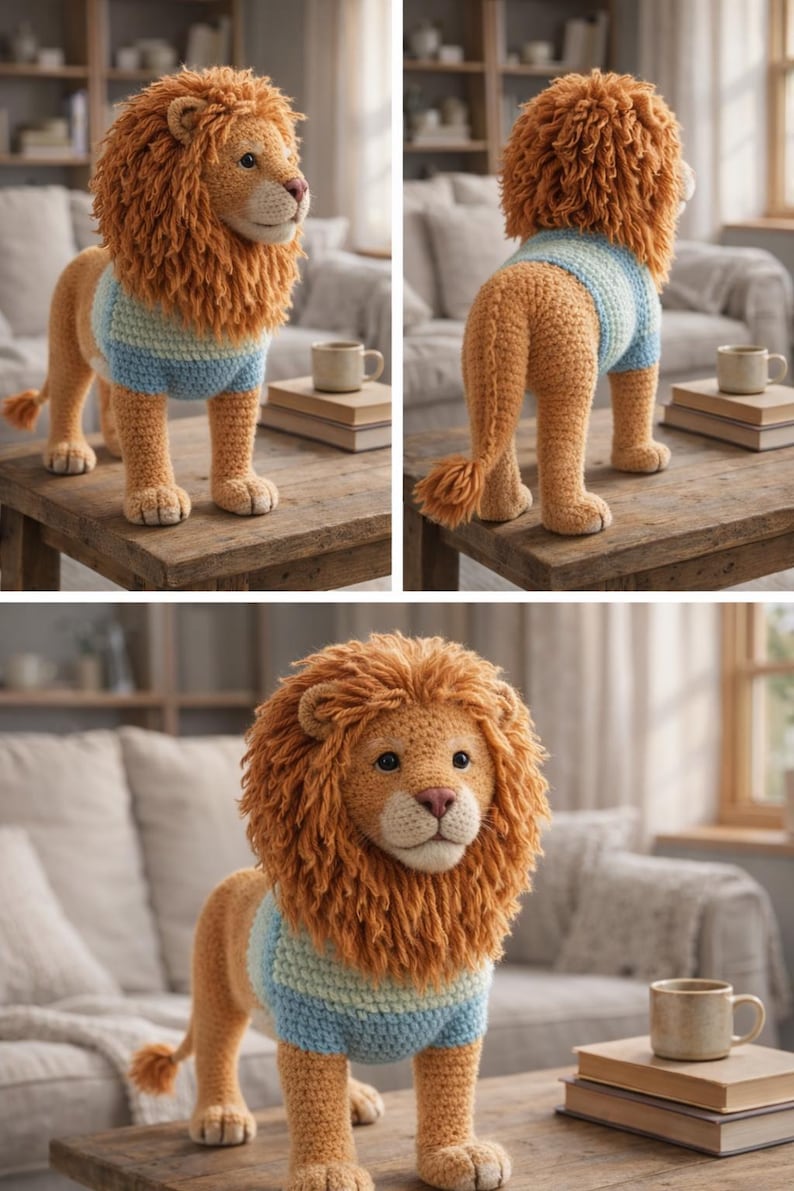 Realistic Lion Amigurumi Crochet Pattern | Standing Plush Toy (PDF ...