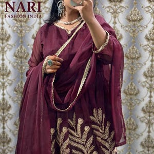 Designer Georgette Kurti Sharara Set: Indian Wedding Partywear