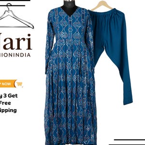 Heavy Anarkali Long Blue Anarkali Gown Pant  Set for Women, Heavy Embroidered Anarkali Suit for Women 2pC Anarkali
