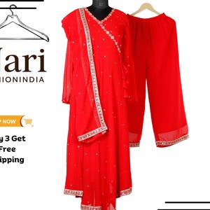 Beautiful Designer Long Anarkali Gown Pant with Dupatta set, Ready to wear Wedding Anarkali Gown Set for women , Wedding Red Anarkali Suit