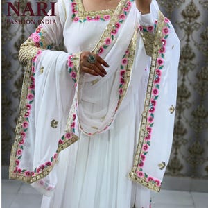 Embroidered Georgette Anarkali Suit with Dupatta: Indian Partywear Gown
