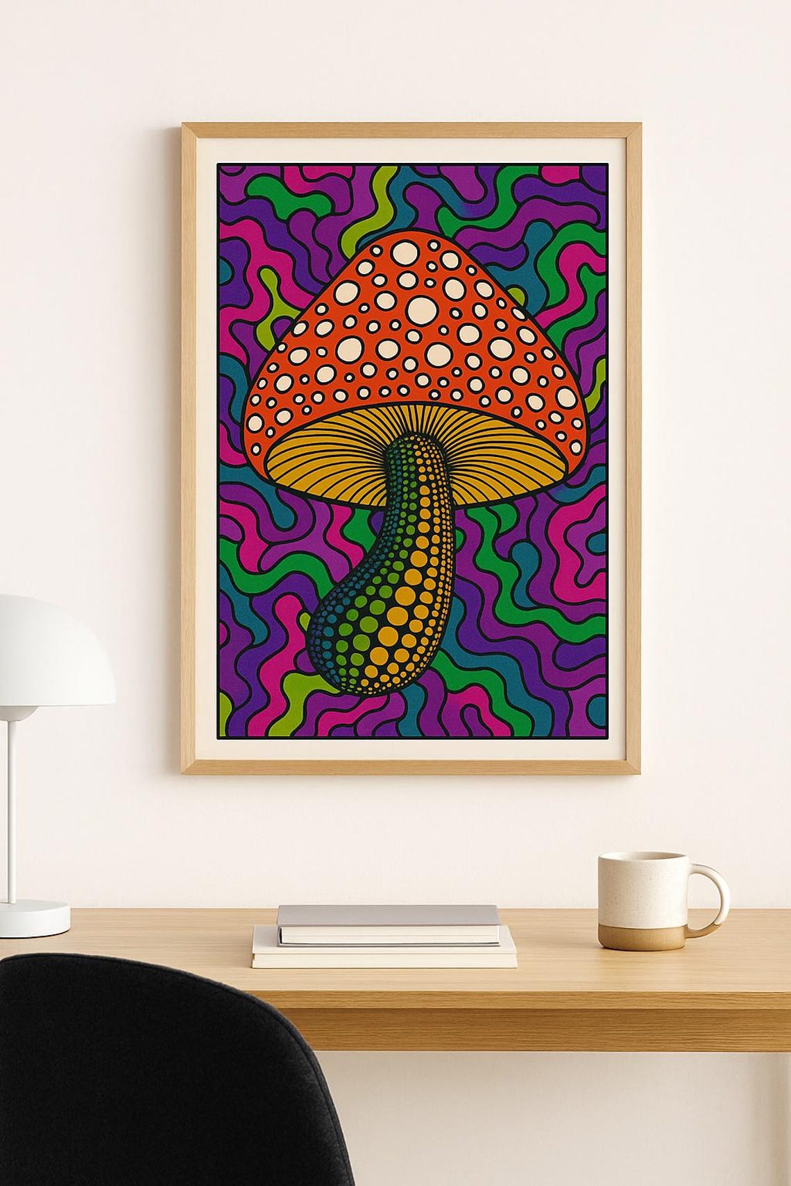 Psychedelic Mushroom Art Print: Vintage Eclectic Wall Decor (digital ...