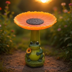 Farmhouse Frog Bird Bath Feeder: Rustic Chicken Garden Decor