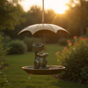 Dog Bird Feeder with Umbrella: Hanging Bird Bath, Garden Decoration