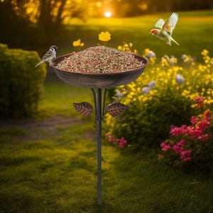 Vintage Bird Bath Feeder: Rustic Garden, Patio, Lawn Ornament