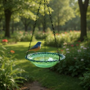 Hanging Bird Feeder & Bird Bath – 1-Layer Outdoor Pendant for Balcony, Patio or Garden | Hummingbird Feeder | Wildlife Yard Decor