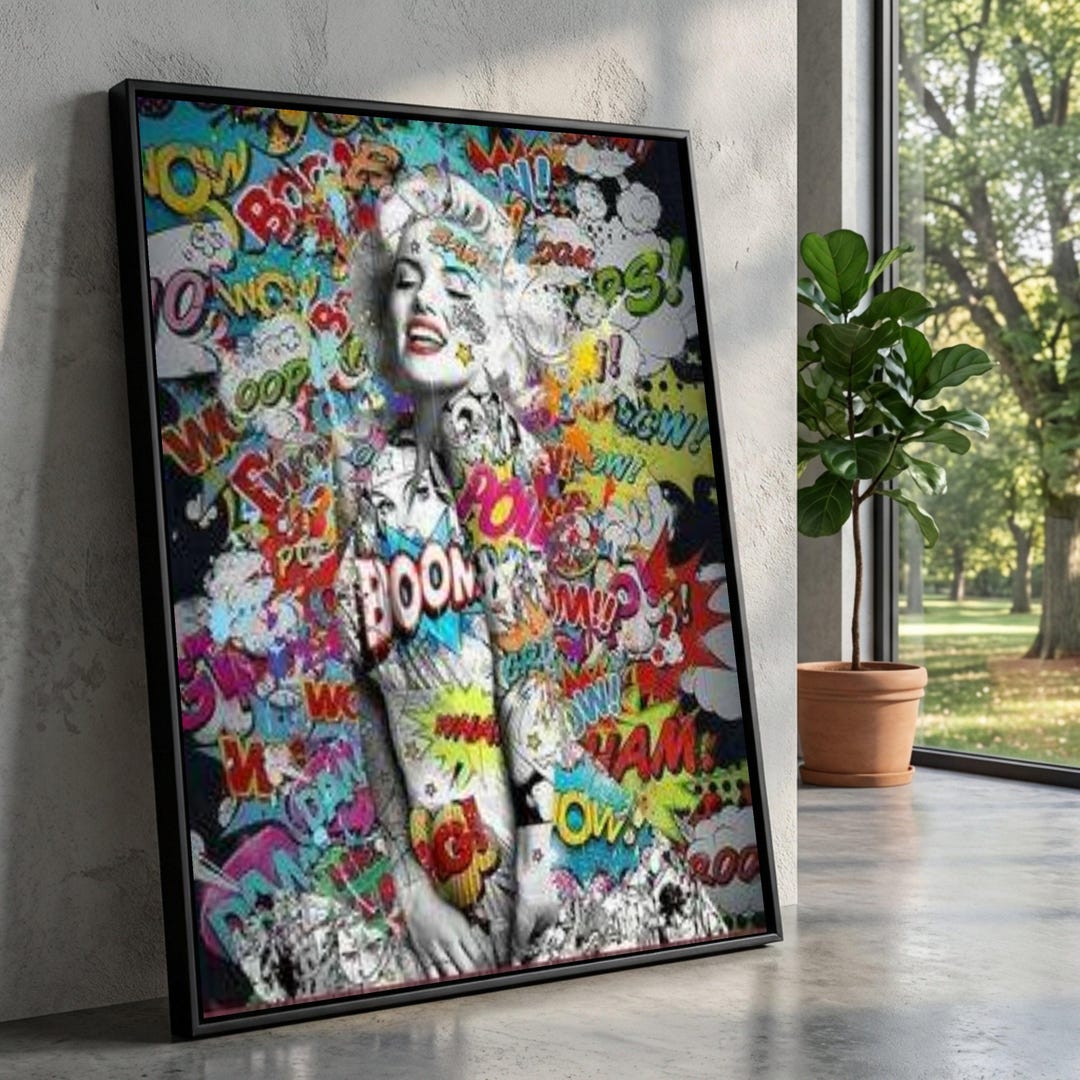 Pop Art Marilyn Monroe Canvas, Comic Style Wall Art, Vibrant Graffiti ...
