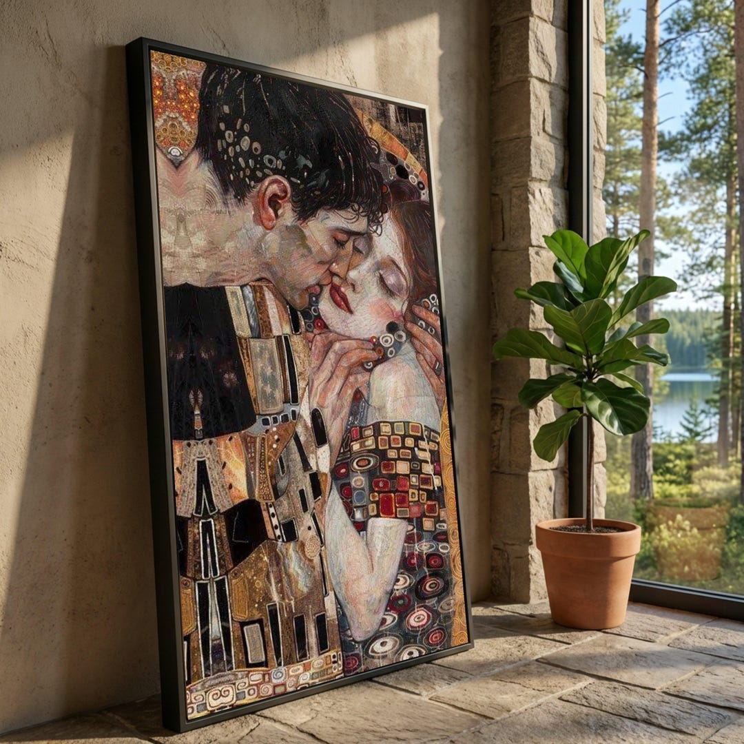 Gustav Klimt the Kiss Canvas Print, Romantic Gold Art - Etsy