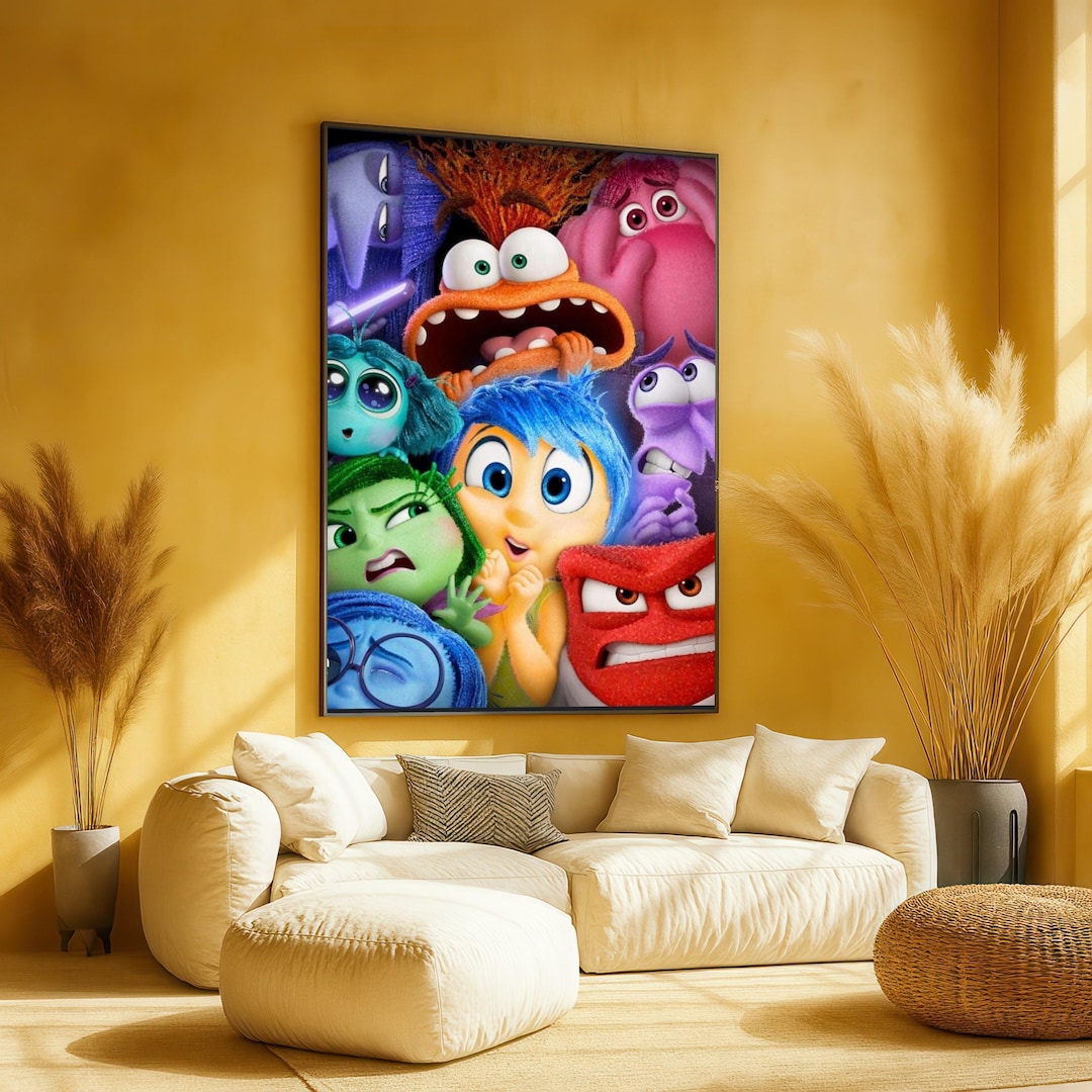Colorful Animated Emotion Characters Canvas Wall Art, Fun Cartoon Faces ...