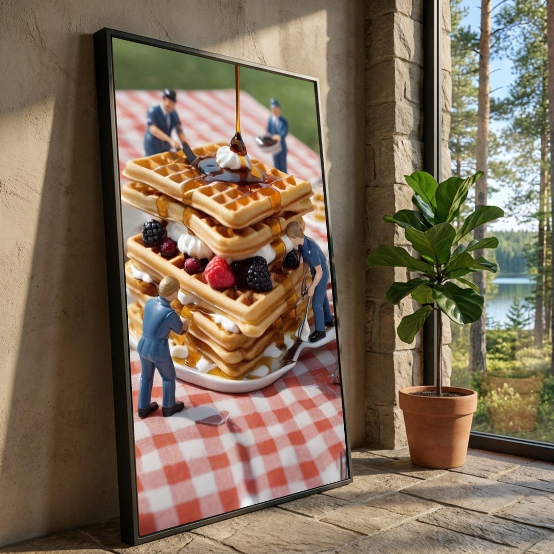 Whimsy Waffle Whimsical Waffle Stack Canvas Print, Miniature People Art - Etsy