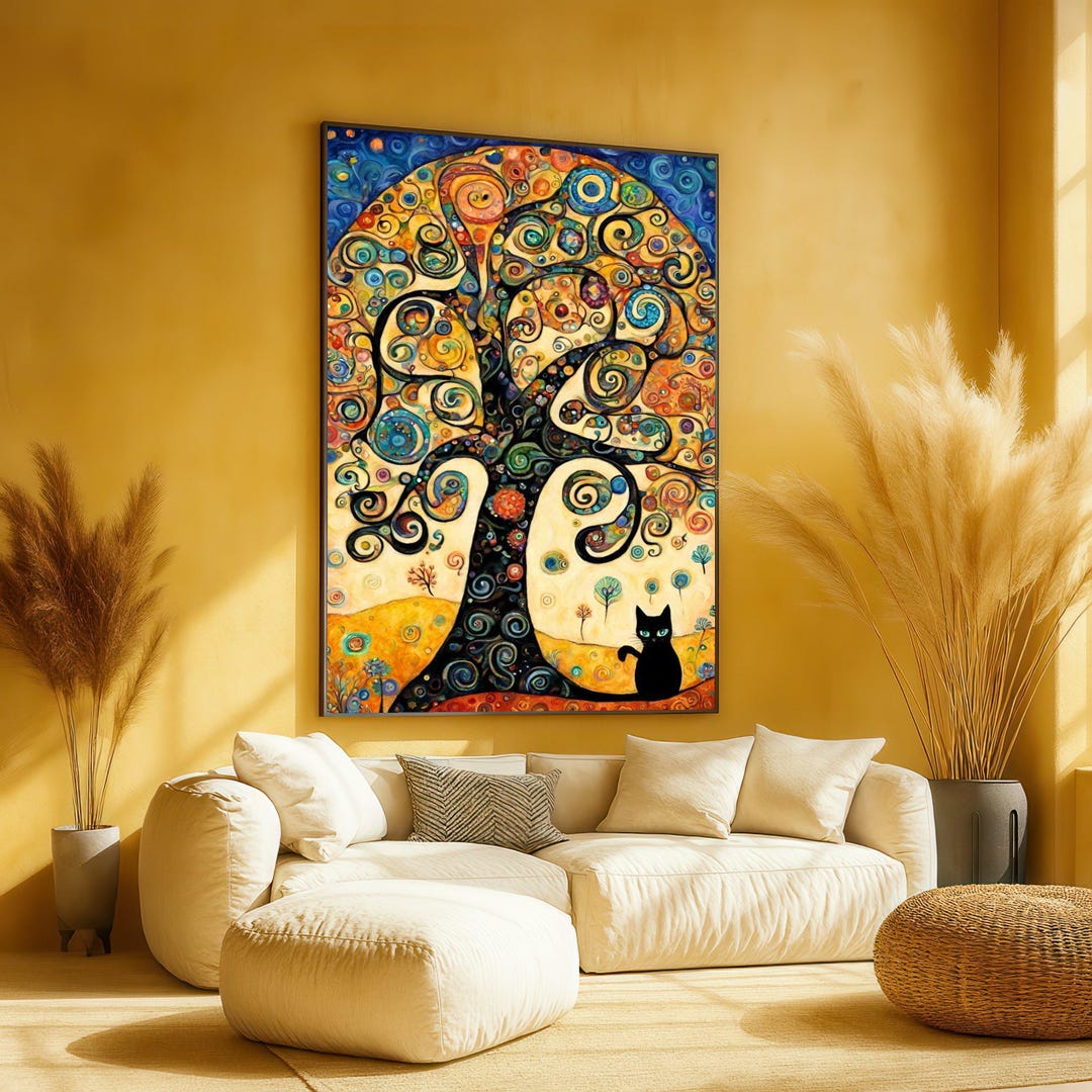 Gustav Klimt Tree of Life Canvas, Abstract Swirl Art, Colorful Nature ...