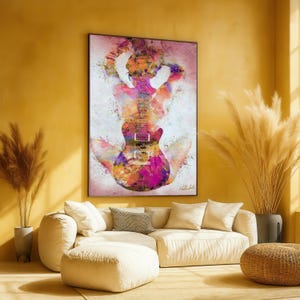 Vibrant Abstract Guitar Art, Musical Instrument Canvas, Colorful Rock Wall Art, Modern Music Decor, Artistic Home Decoration