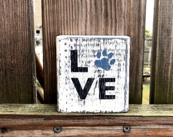Paw Print Block Sign, double sided, pet sign, paw print painting, pet, wood block sign, home decor, painted wood block, pet love