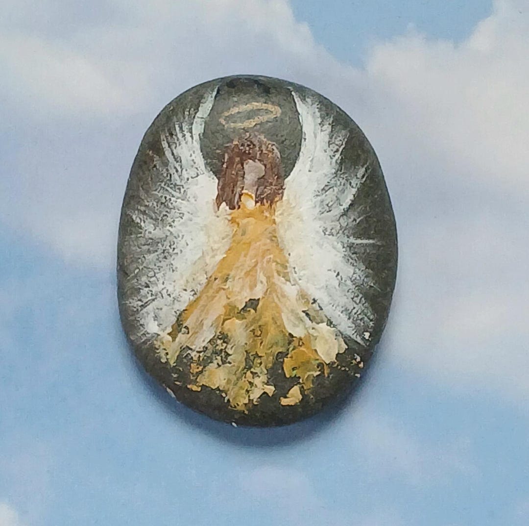 Painted Angel Rock, Blessing Stone, Guardian Angel, Protection, Gift ...