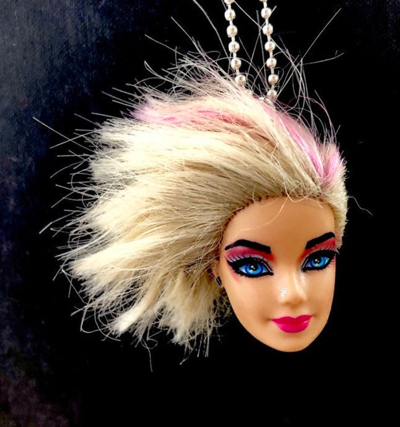 Punk Barbie Doll head keychain altered Barbie head Etsy