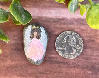 Painted Angel Rock, blessing stone, guardian angel, protection, gift, safe travels, painted rock, pocket rock