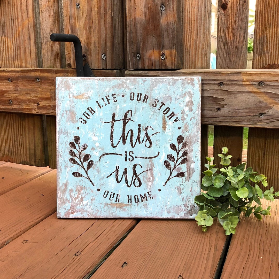 Farmhouse Rustic Wood Signs for Home Decor, his is Us and Together is My Favorite Place to Be, Black