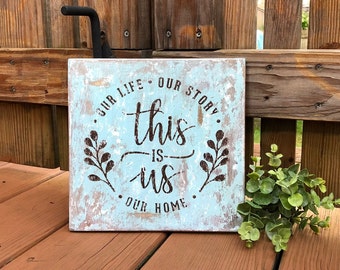 This is Us wood sign farmhouse sign, distressed wood sign, home decor, wall decor, wood wall art, shabby art, This is Us, recycled wood sign