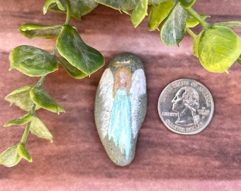 Painted Angel Rock, blessing stone, guardian angel, protection, gift, safe travels, painted rock, pocket rock