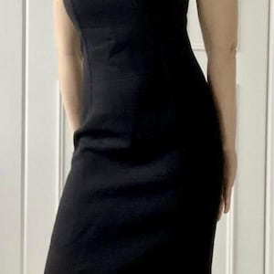 Dolce Gabbana Satin Trim Wool Blend Sleeveless Sheath Dress. Size IT 42