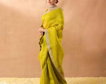 Silk Saree: Soft Jimi Chu, Sequence Embroidery, Indian Wedding