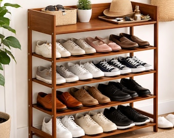 5-Tier Bamboo Shoe Rack – Entryway Organizer | Shoe Shelves for Living Room