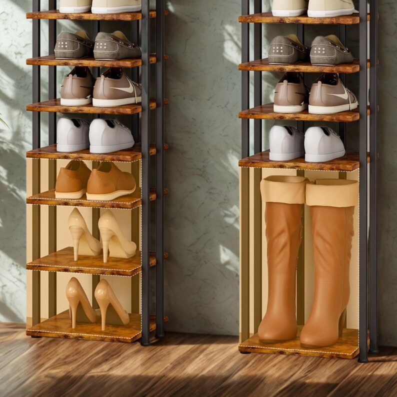 Graduated Shoe Rack Tall Wooden Shoe Rack With Drawer: 8-tier Entryway Organizer - Etsy
