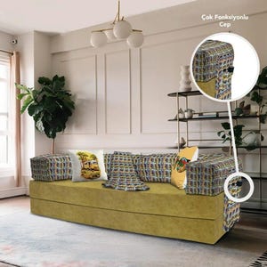 Modular Floor Sofa, Corduroy Sectional Couch, Gaming Lounge Seat, Living Room Sofa with Washable Covers, Cozy Floor Pillow Sofa, Low Profile