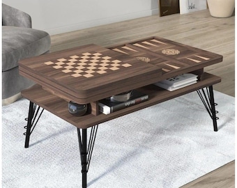 Konvertibelt soffbord för spel, schack - backgammon, matbord, bärbar dator - studiebord, multifunktionella moderna möbler