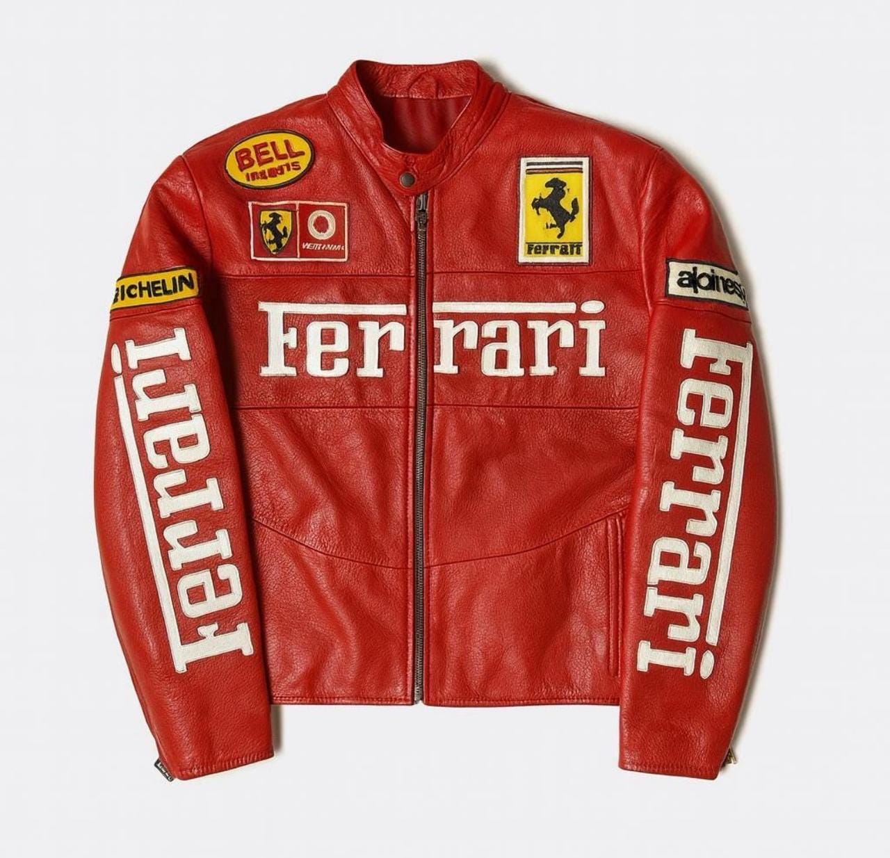 【神レア】 Ferrari 本革 レーシングジャケット　刺繍　フェラーリ 神レア】 Ferrari 本革 レーシングジャケット 刺繍 フェラーリ