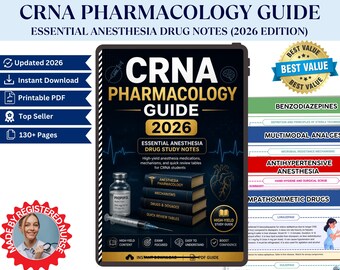 CRNA Pharmacology Guide | Anesthesia Drug Study Notes PDF | Nurse Anesthesia Exam Prep | Anesthetic Medications Cheat Sheets | CRNA Guide