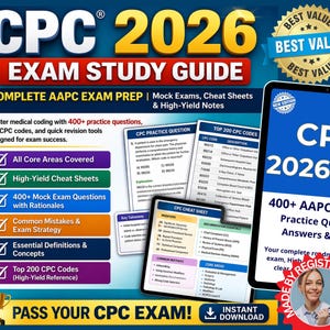 CPC® 2026-studiegids, AAPC-examenvoorbereiding, oefenvragen medische codering, spiekbriefje digitale download