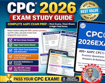 CPC® 2026 Study Guide, AAPC Exam Prep, Practice Questions Cheat sheet (Digital Download)