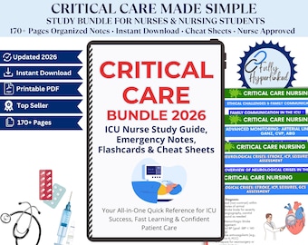 ICU Nurse Critical Care Study Guide Bundle | Emergency Notes, Flashcards (Digital Download PDF)