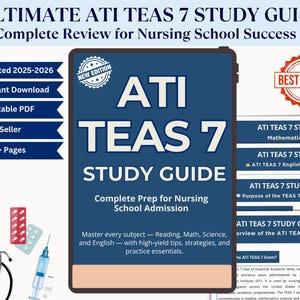 ATI TEAS 7 Study Guide 2025: Nursing Exam Prep (PDF Downloadable Guidebook)